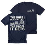 Navy Tall Tee featuring the Bigger Rig progression design on the back by Trail Snark.