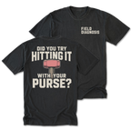 Two black graphic t-shirts shown on a white background, displaying both the front and back designs. The front left chest features 'FIELD DIAGNOSIS' in white.