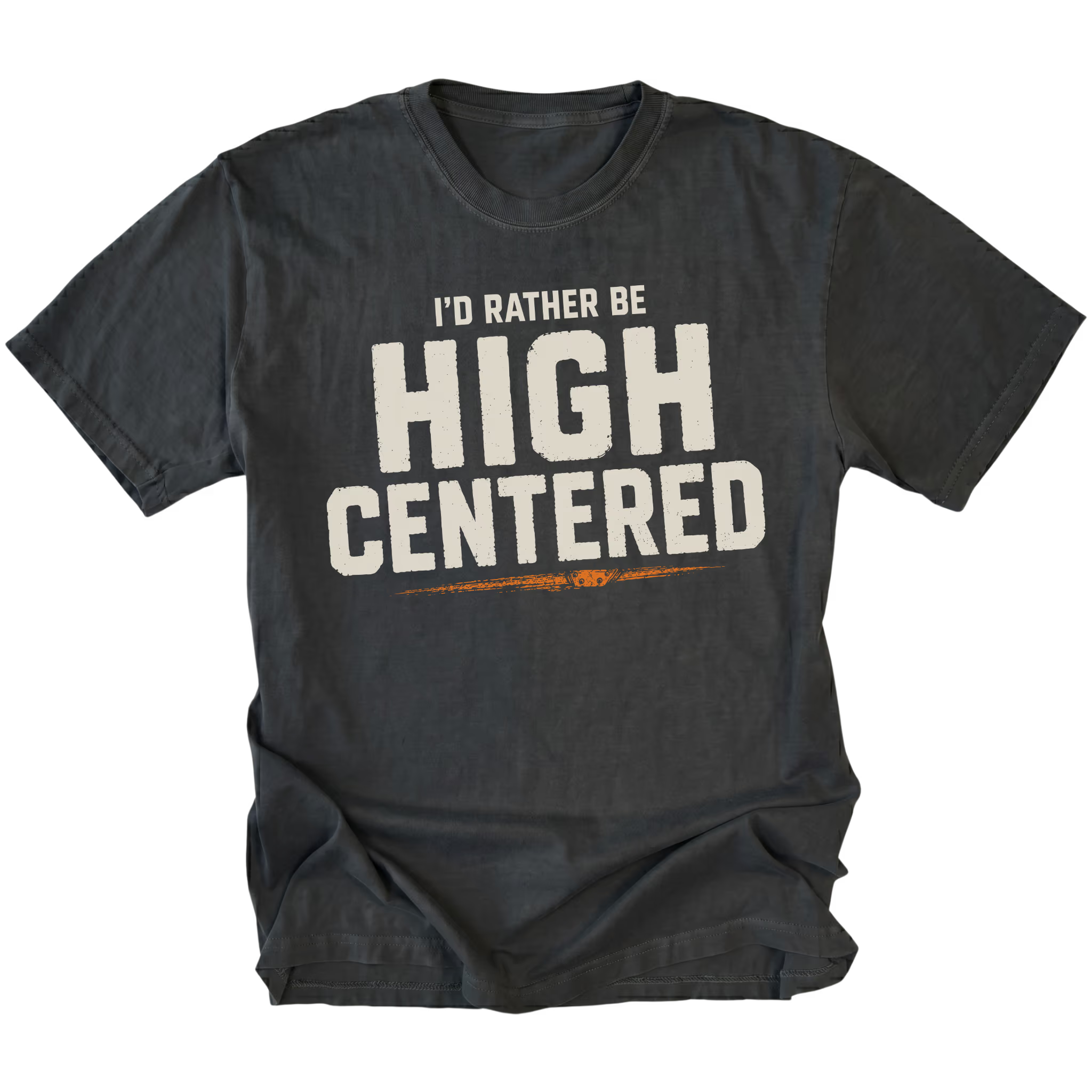 Black t-shirt featuring the High Centered design on the front by Trail Snark.