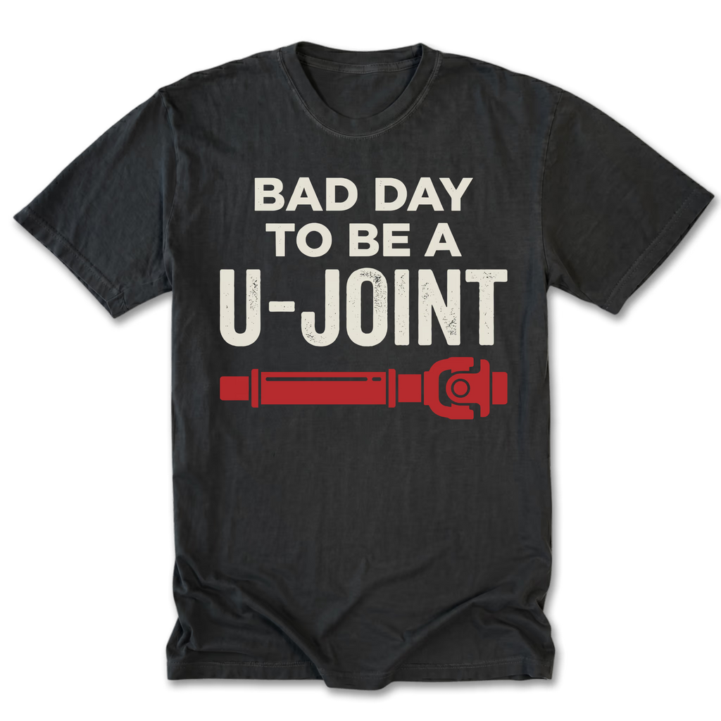 Black Tall Tee featuring the Bad Day to Be a U-Joint design on the front by Trail Snark.