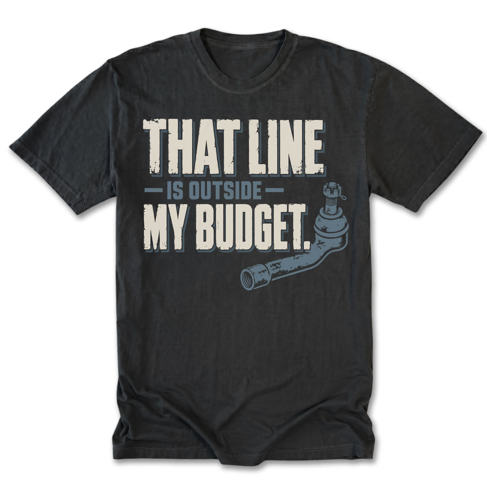 Black tall tee featuring the Outside Budget trail line design on the front by Trail Snark.
