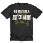 Black tall tee featuring the Bad Articulation design on the front by Trail Snark.