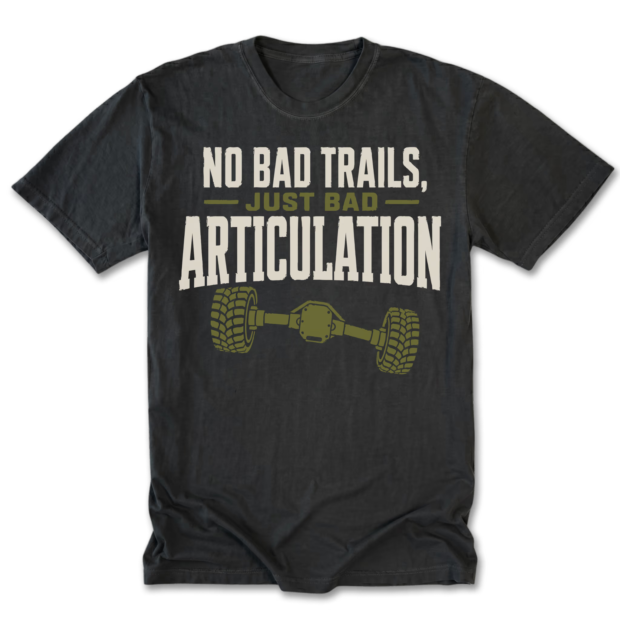 Black tall tee featuring the Bad Articulation design on the front by Trail Snark.