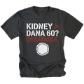 Black t-shirt featuring Kidney greater than Dana 60 debatable design with axle graphic on front view by Trail Snark.