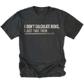Black T-shirt featuring the Risk Taker design on the front by Trail Snark.