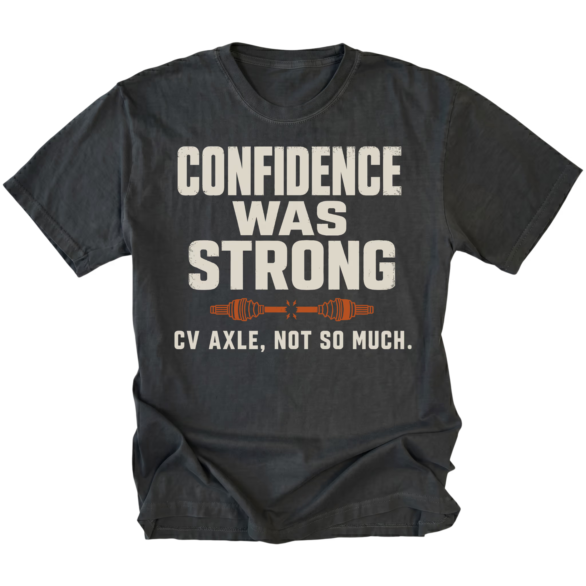 Black t-shirt featuring the Weak CV Axle design on the front by Trail Snark.