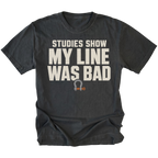 Black T-shirt featuring the Bad Line recovery shackle design on the front by Trail Snark.