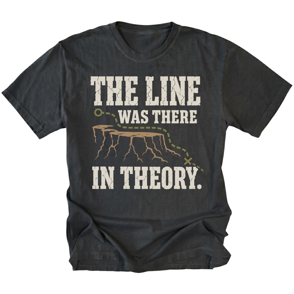 Black T-Shirt featuring the Theoretical Line design on the front by Trail Snark.