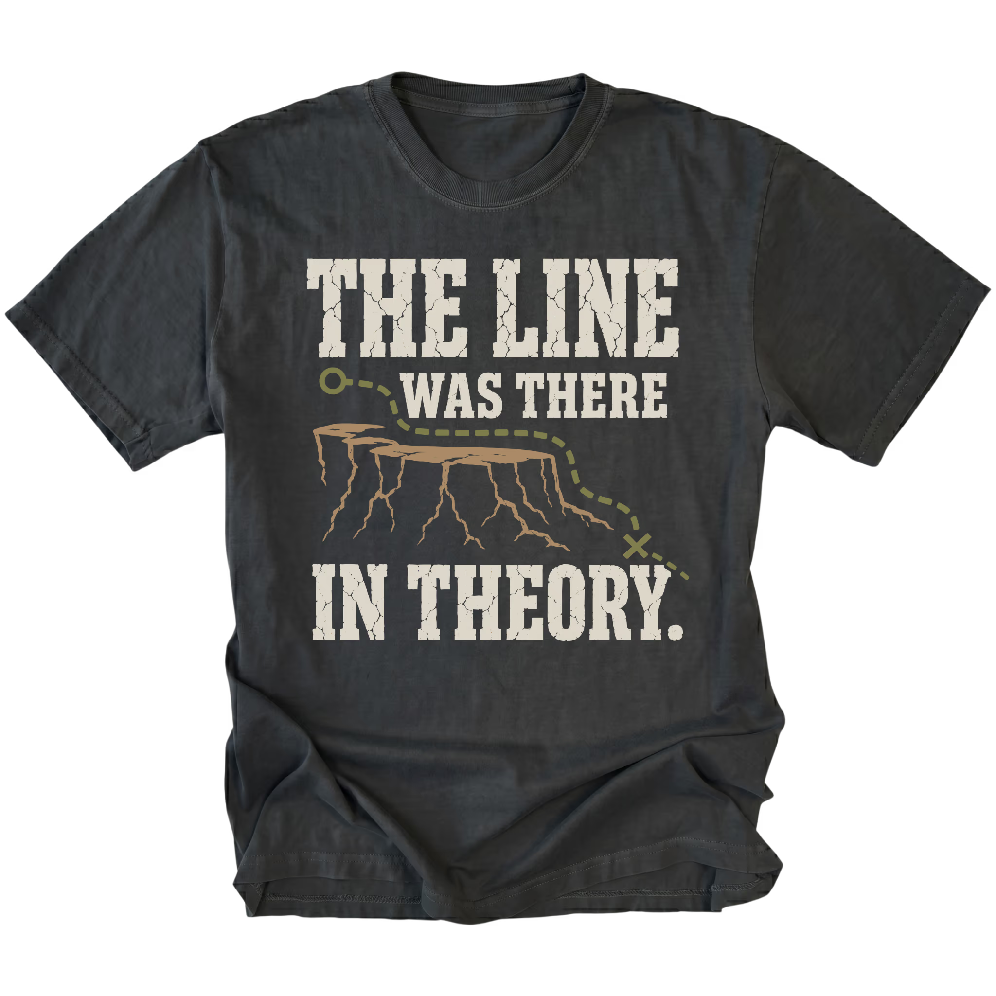 Black T-Shirt featuring the Theoretical Line design on the front by Trail Snark.