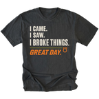 Black T-shirt featuring the Broke Things design on the front by Trail Snark.