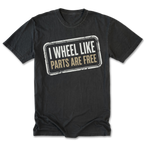 Black Tall Tee featuring the Parts Are Free design on the front by Trail Snark.