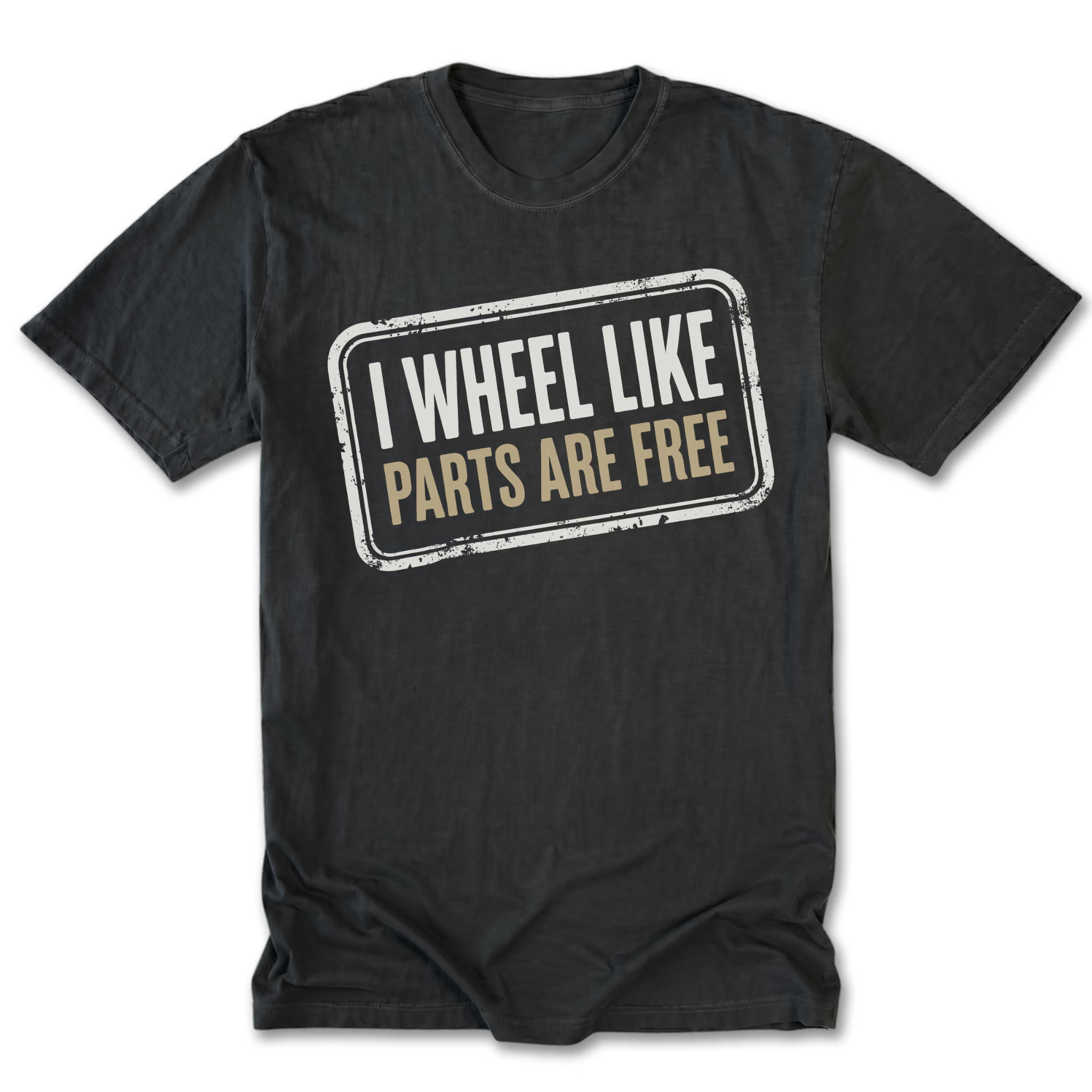 Black Tall Tee featuring the Parts Are Free design on the front by Trail Snark.