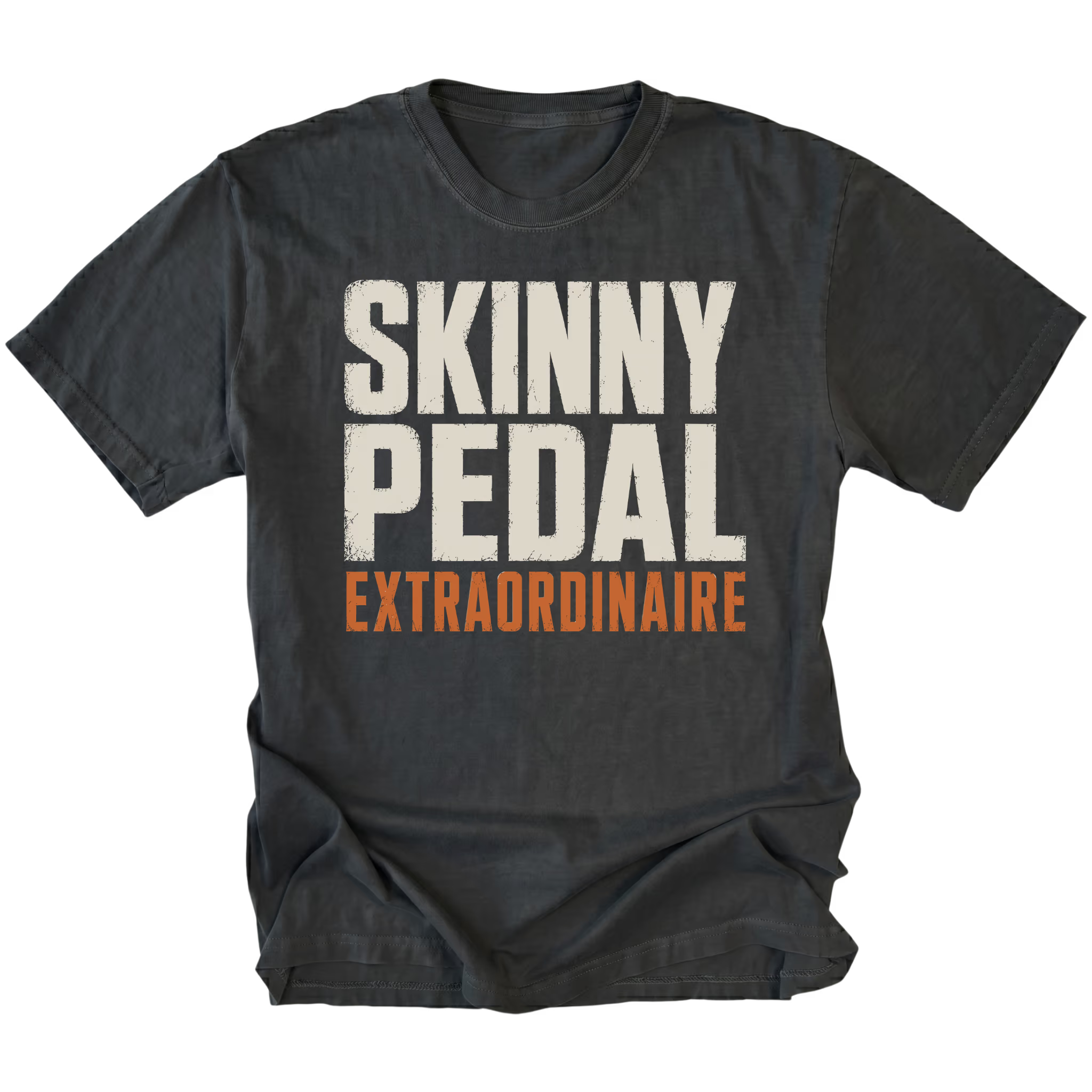 Black t-shirt featuring the Skinny Pedal design on the front by Trail Snark.