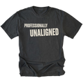 Black T-Shirt featuring the Professionally Unaligned design on the front by Trail Snark.
