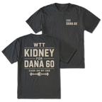 Black T-shirt with WTT Kidney For Dana 60 back design and ISO Dana 60 front chest print by Trail Snark.
