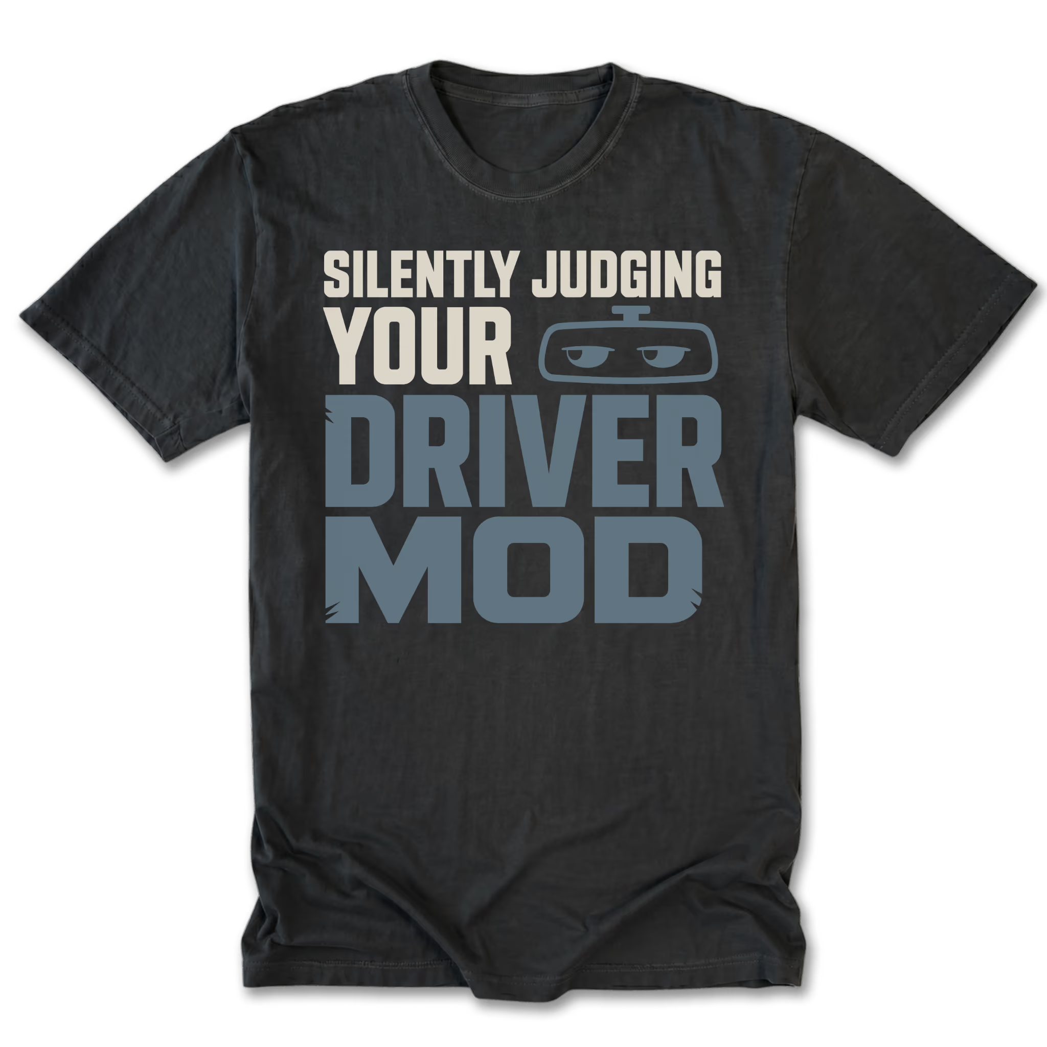 Black Tall Tee featuring the Silently Judging Your Driver Mod design on the front by Trail Snark.