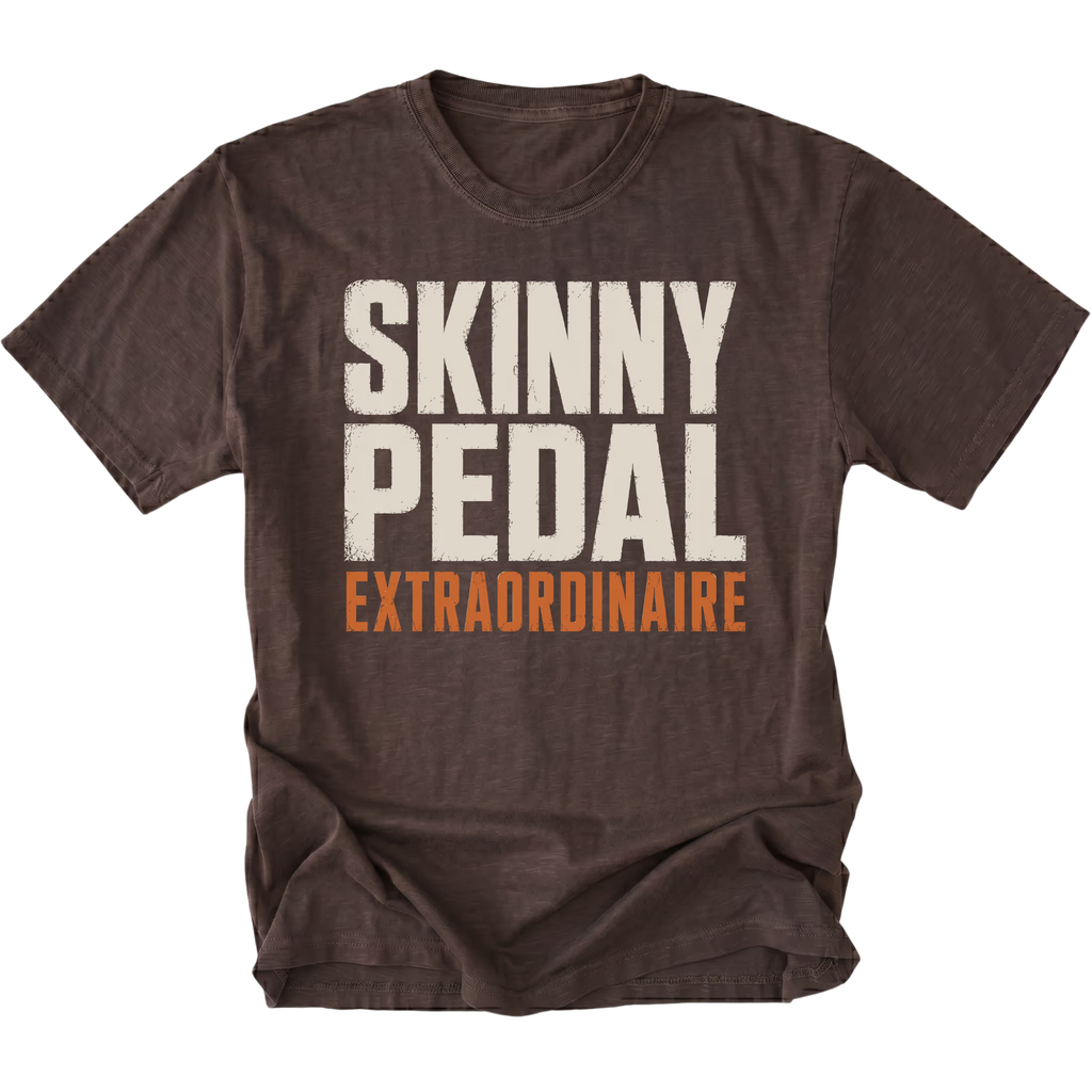 Espresso t-shirt featuring the Skinny Pedal design on the front by Trail Snark.