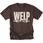 Espresso T-shirt with Welp broken axle design shown from the front by Trail Snark.