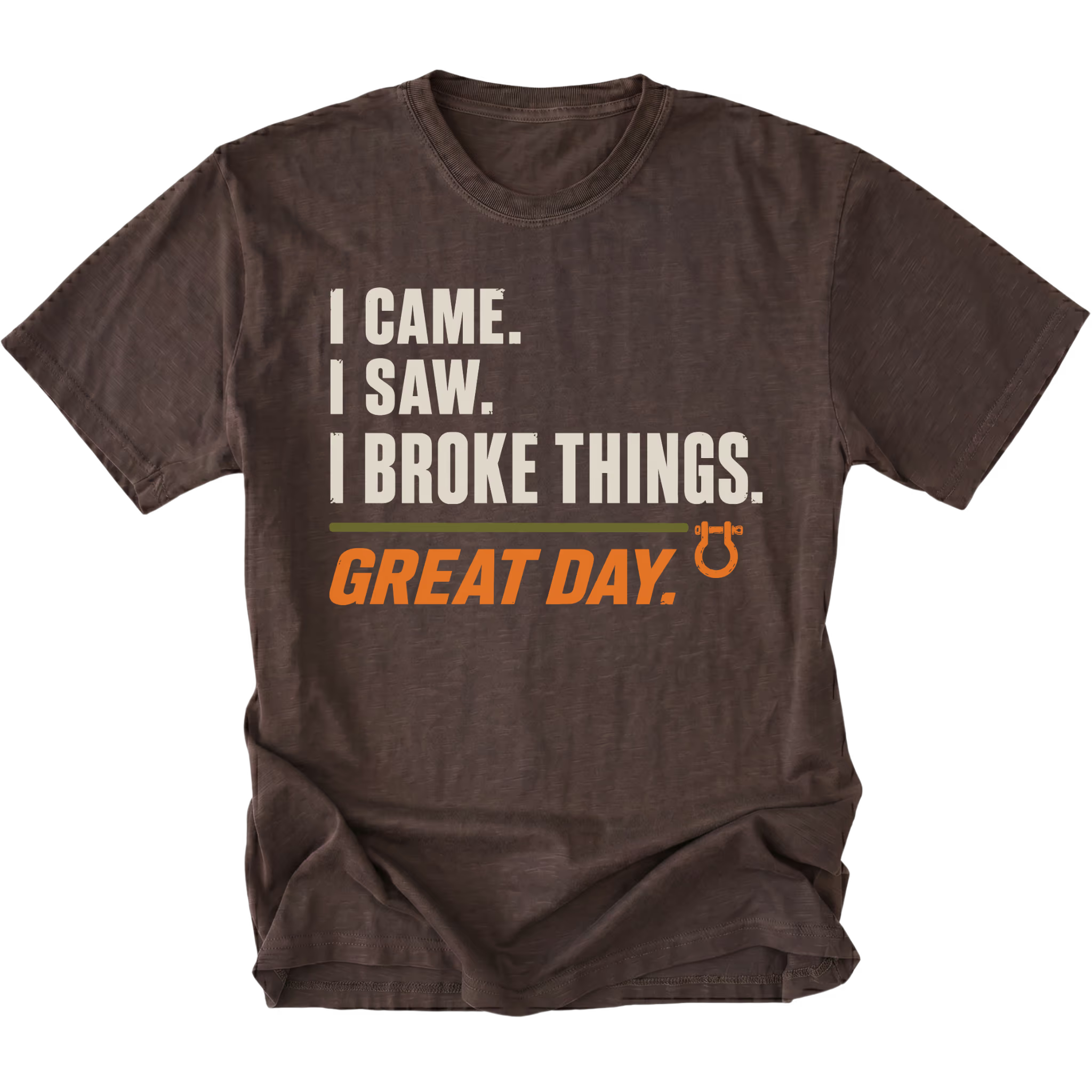 Espresso T-shirt featuring the Broke Things design on the front by Trail Snark.