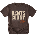 Espresso T-shirt featuring the Dents Count As Trail Receipts design on the front by Trail Snark.