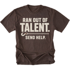 Espresso T-shirt featuring the Out of Talent recovery hook design on the front by Trail Snark.