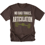 Espresso T-shirt featuring the Bad Articulation axle design on the front by Trail Snark.