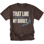 Espresso T-shirt featuring the Budget Line tie rod design on the front by Trail Snark.