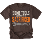Espresso T-shirt featuring the Sacrificial Tools design with a broken wrench on the front by Trail Snark.