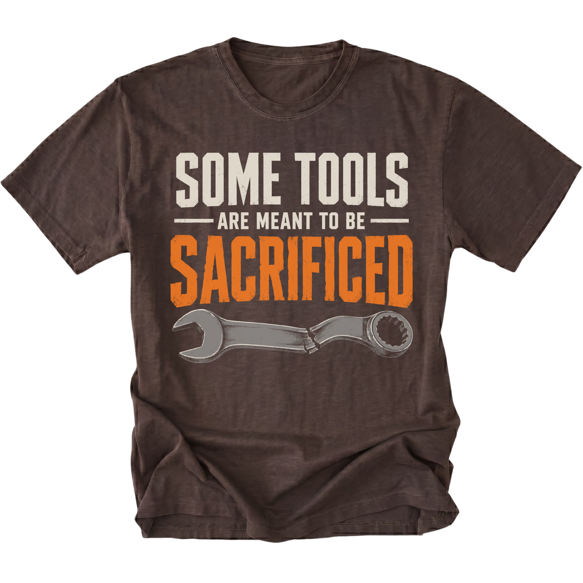 Espresso T-shirt featuring the Sacrificial Tools design with a broken wrench on the front by Trail Snark.