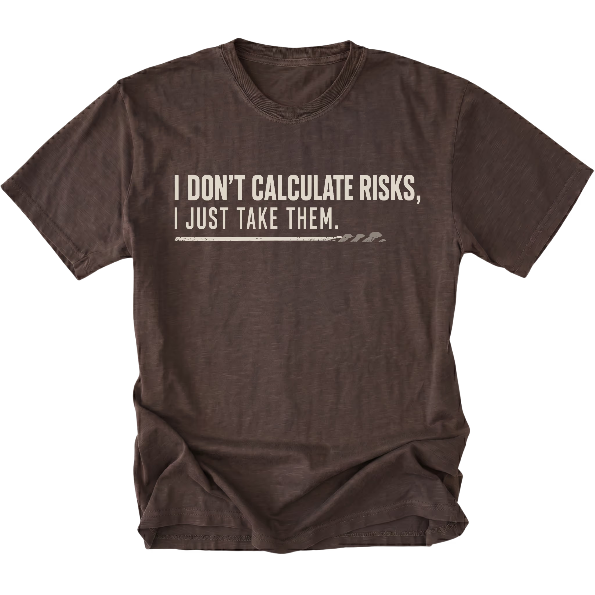 Espresso T-shirt featuring the Risk Taker design on the front by Trail Snark.