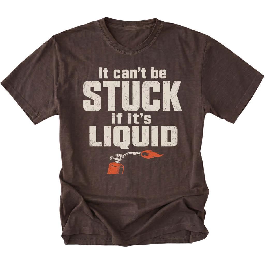 Espresso t-shirt featuring the Liquid Stuck design on the front by Trail Snark.