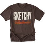 Espresso T-shirt featuring the Sketchy Since Day One design on the front by Trail Snark.