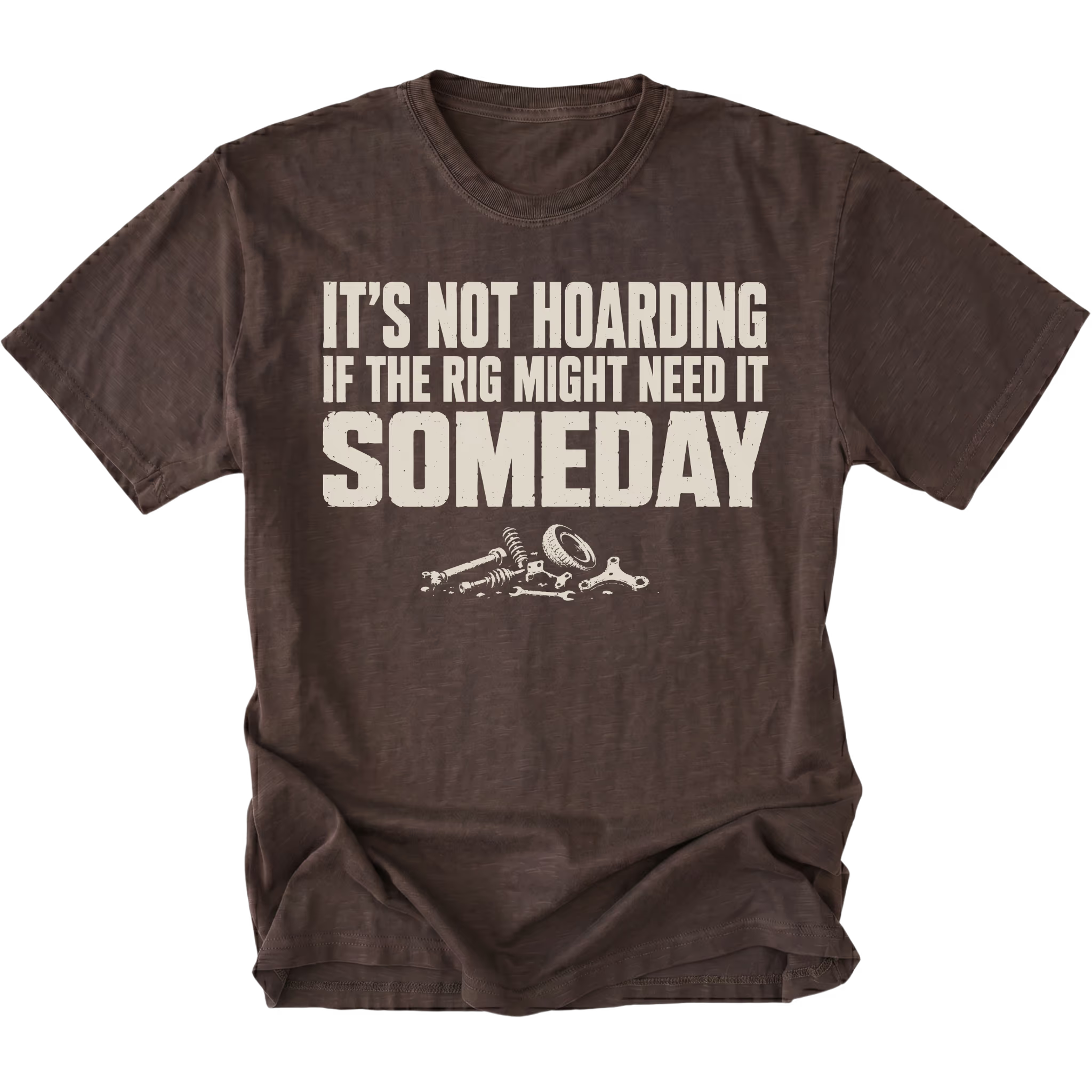 Espresso t-shirt featuring the Parts Hoard design on the front by Trail Snark.