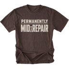 Espresso T-Shirt featuring the Permanently Mid-Repair design shown in front view by Trail Snark.