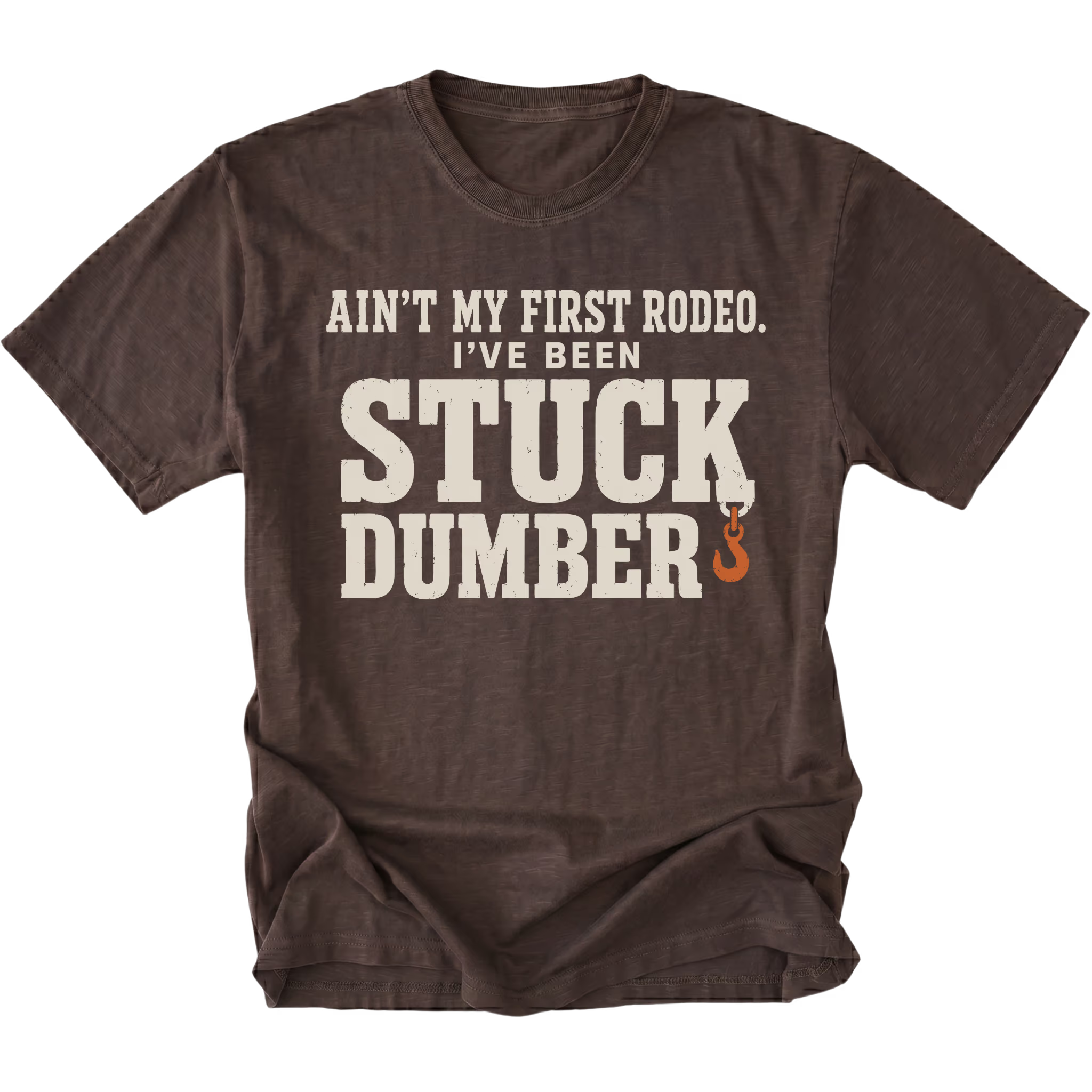 Espresso t-shirt featuring the Stuck Dumber design on the front by Trail Snark.