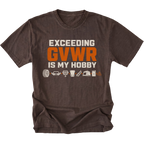 Espresso T-shirt with an Exceeding GVWR Is My Hobby design shown from the front by Trail Snark.