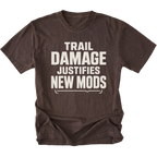 Espresso T-Shirt featuring the Trail Damage Justifies New Mods design in front view by Trail Snark.
