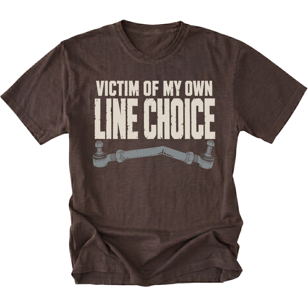 Espresso Brown T-Shirt featuring the Bad Line design with a bent tie rod on the front by Trail Snark.