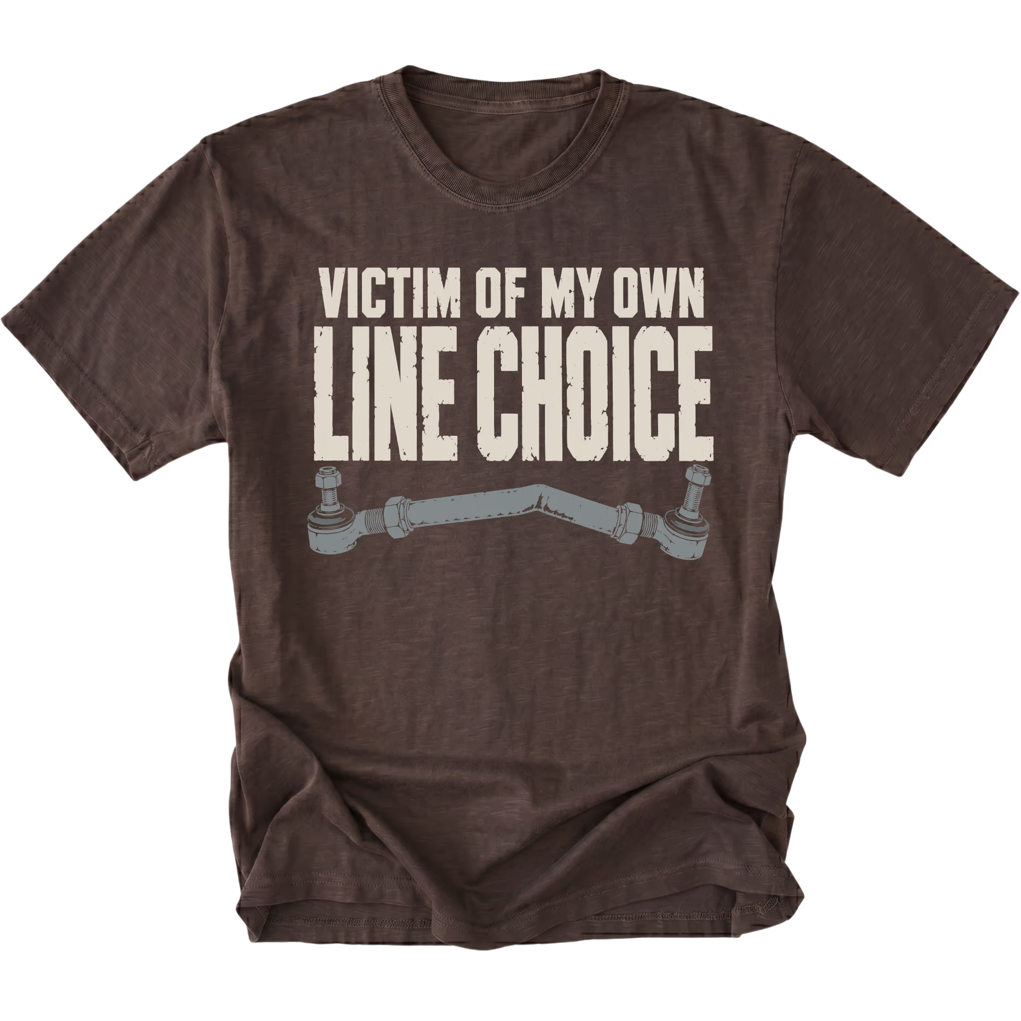 Espresso Brown T-Shirt featuring the Bad Line design with a bent tie rod on the front by Trail Snark.