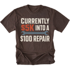 Espresso T-Shirt featuring the five-thousand-dollar repair design on the front by Trail Snark.