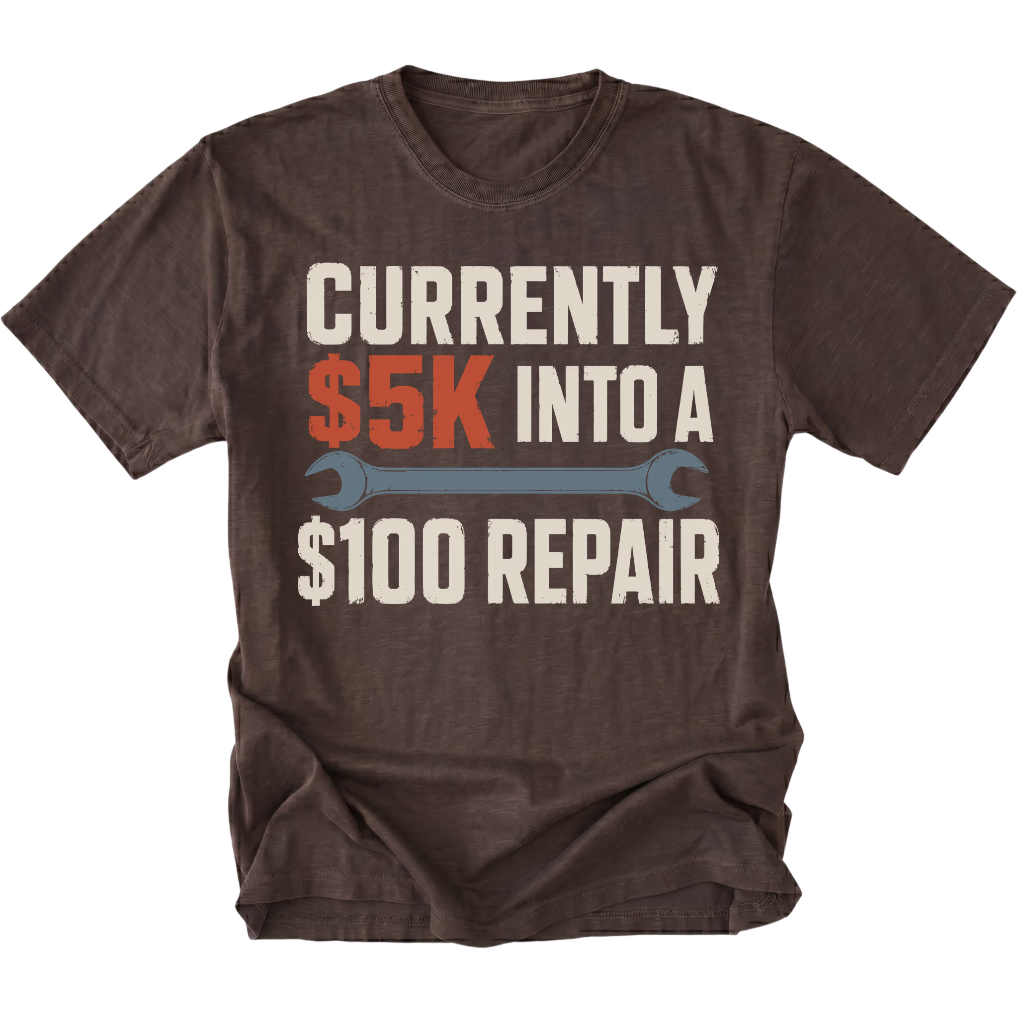 Espresso T-Shirt featuring the five-thousand-dollar repair design on the front by Trail Snark.