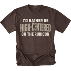 Espresso T-shirt featuring the High-Centered on the Rubicon design on the front by Trail Snark.