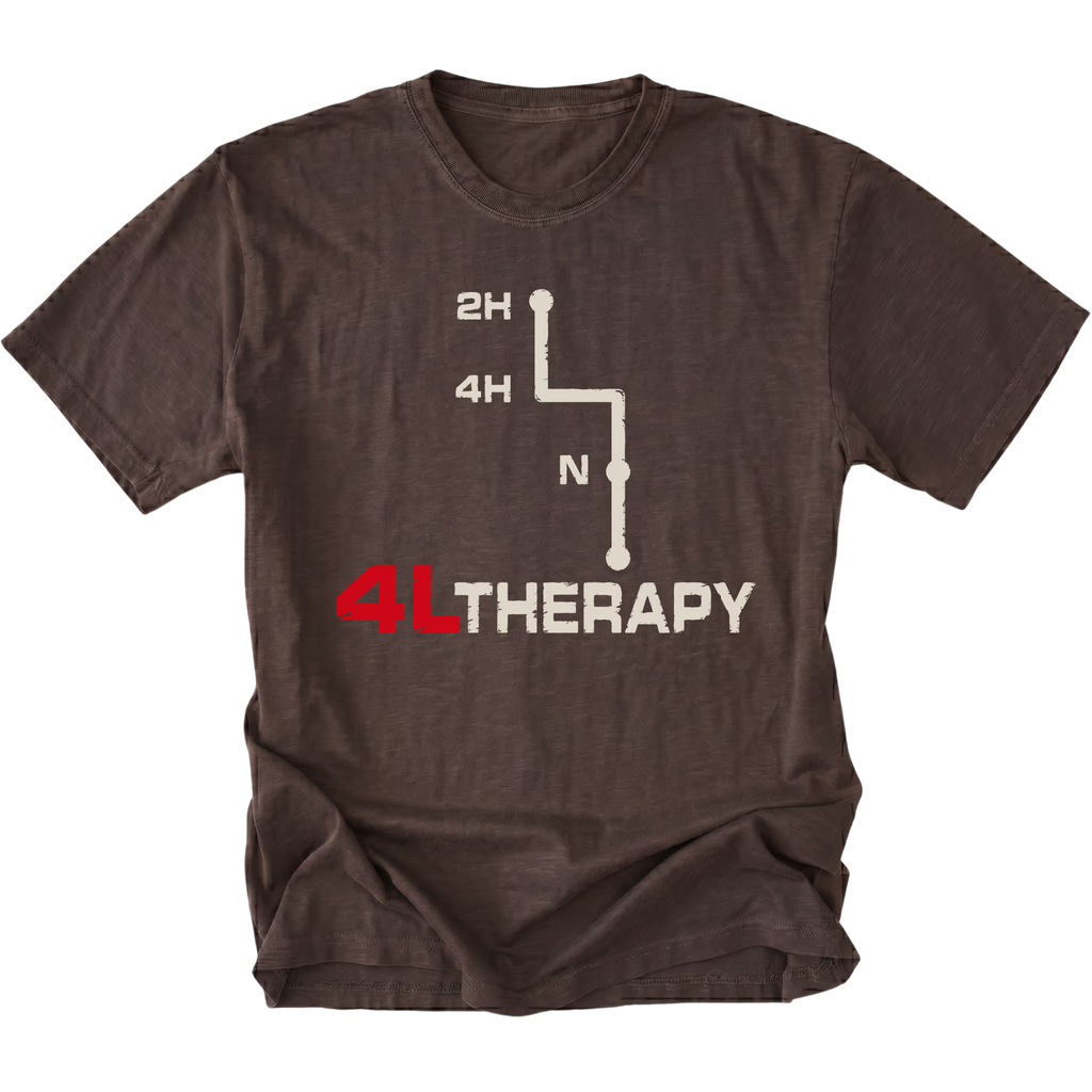 Espresso t-shirt featuring the 4L Therapy design on the front by Trail Snark.