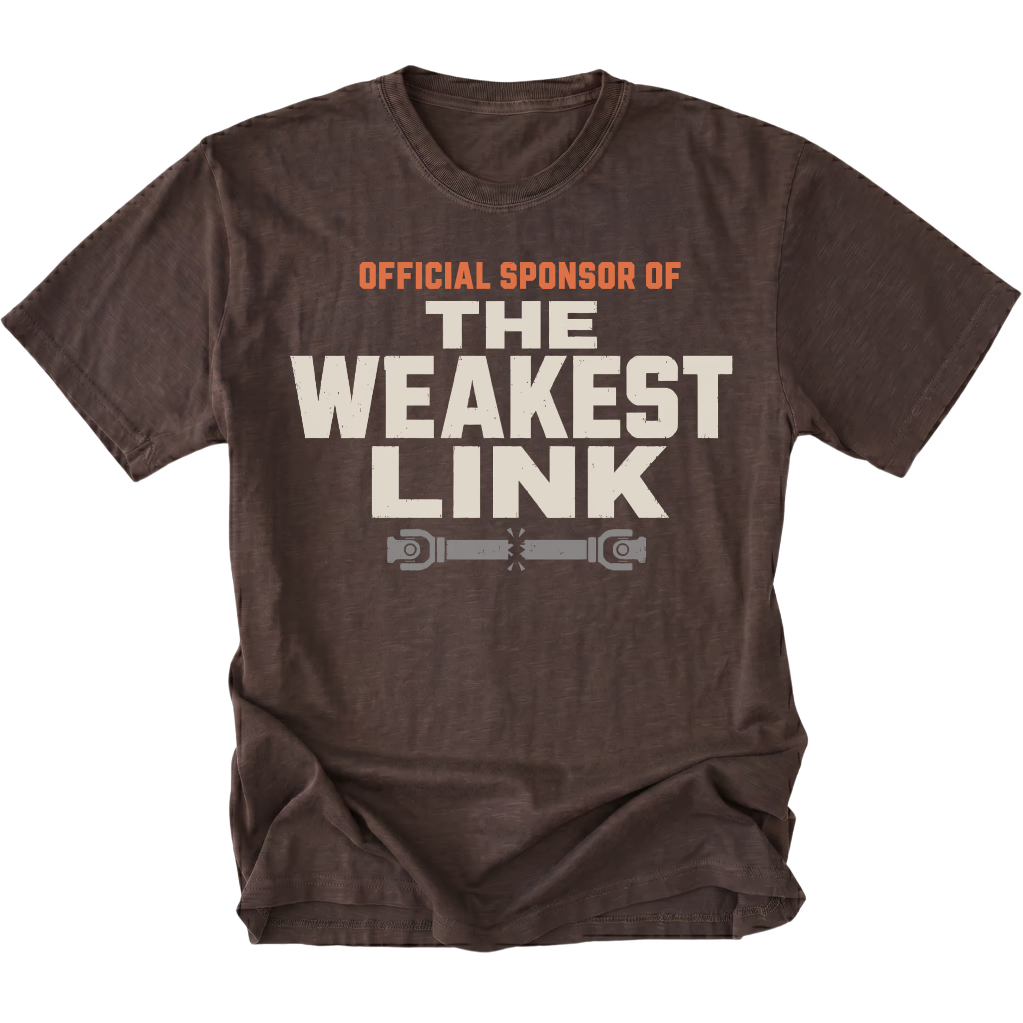 Espresso t-shirt featuring the Weakest Link design on the front by Trail Snark.