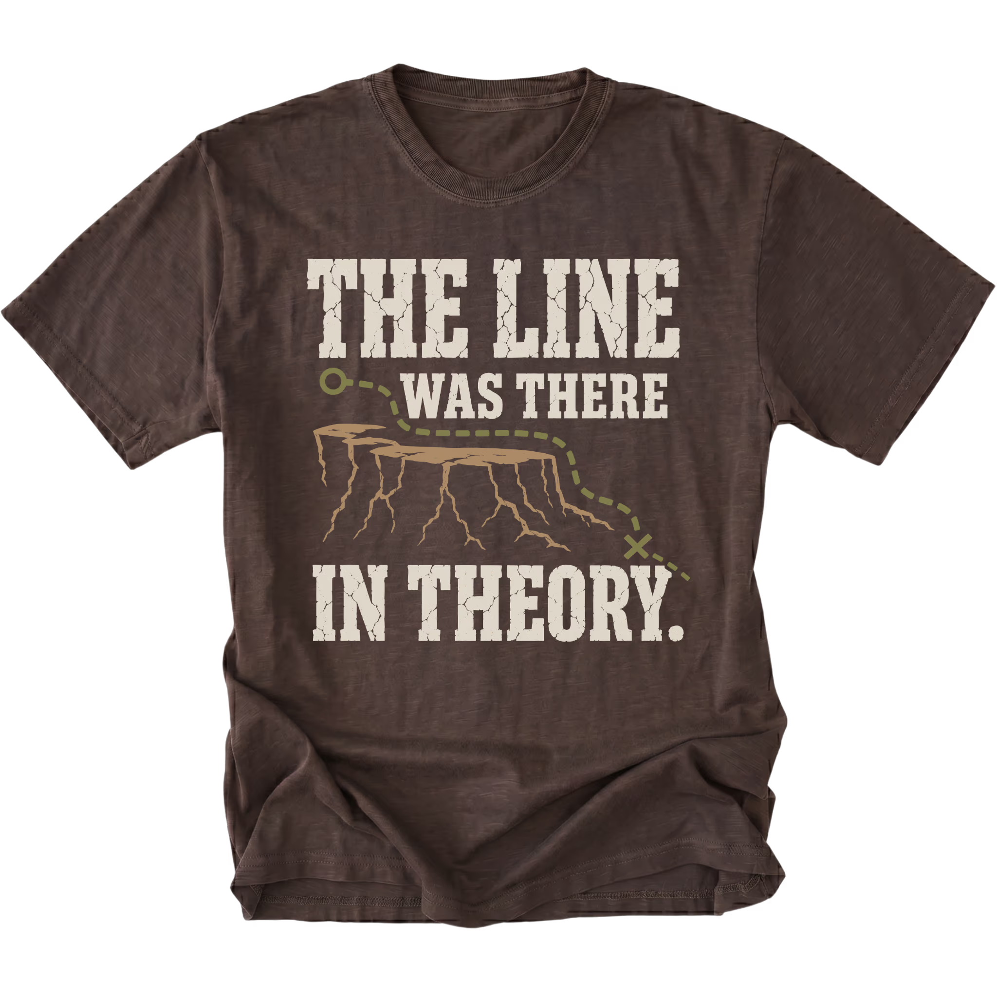Espresso Brown T-Shirt featuring the Theoretical Line design on the front by Trail Snark.