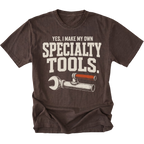 Espresso T-shirt featuring the Specialty Tools design with an improvised welded wrench on the front by Trail Snark.