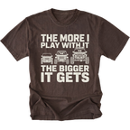 Espresso T-Shirt featuring The More I Play With It The Bigger It Gets design with three progressively built Jeeps on the front view by Trail Snark.