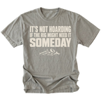 Grey t-shirt featuring the Parts Hoard design on the front by Trail Snark.
