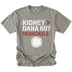 Grey t-shirt featuring Kidney greater than Dana 60 debatable design with axle graphic on front view by Trail Snark.