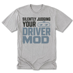 Light Steel Tall Tee featuring the Silently Judging Your Driver Mod design on the front by Trail Snark.